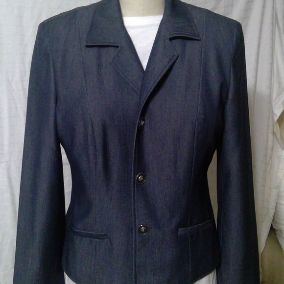 Signature by Larry Levine Size Light Weight Denim Skirt Suit - Picture 1 of 13